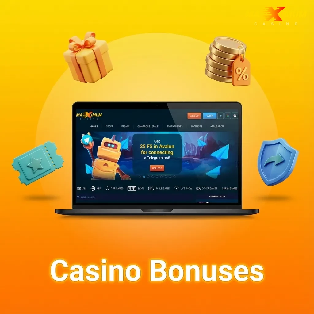 Casino bonuses information showing reload, free spins, cashback, and birthday bonus offers with terms and conditions