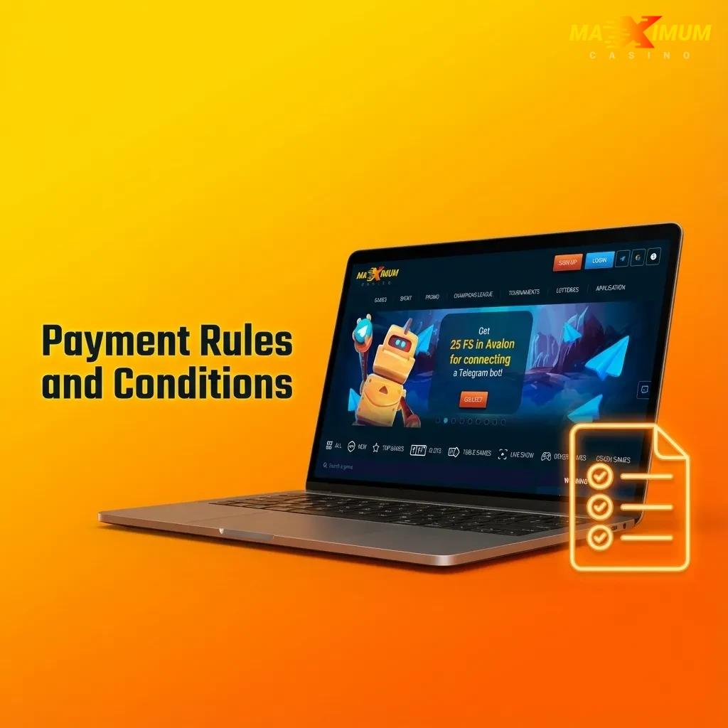 Payment rules screen showing verification, withdrawal methods, wagering requirements, limits, and processing times
